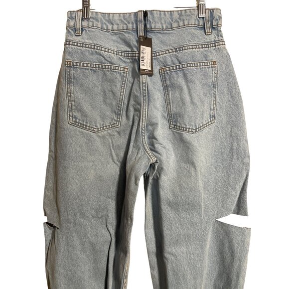 PrettyLittleThing Womens Light Blue Wash Thigh Split Boyfriend Jeans UK8 US4 - Picture 4 of 8